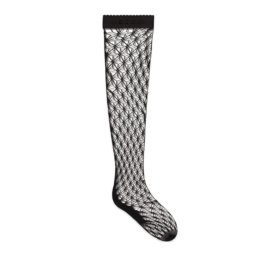 Gucci Diamond Motif Logo Knit Pantyhose Stockings Hosiery Socks